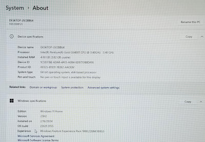 Lenovo IdeaCentre 3 22IMB05 22In  Pentium Gold, 4GB Memory, 1TB Hard Drive