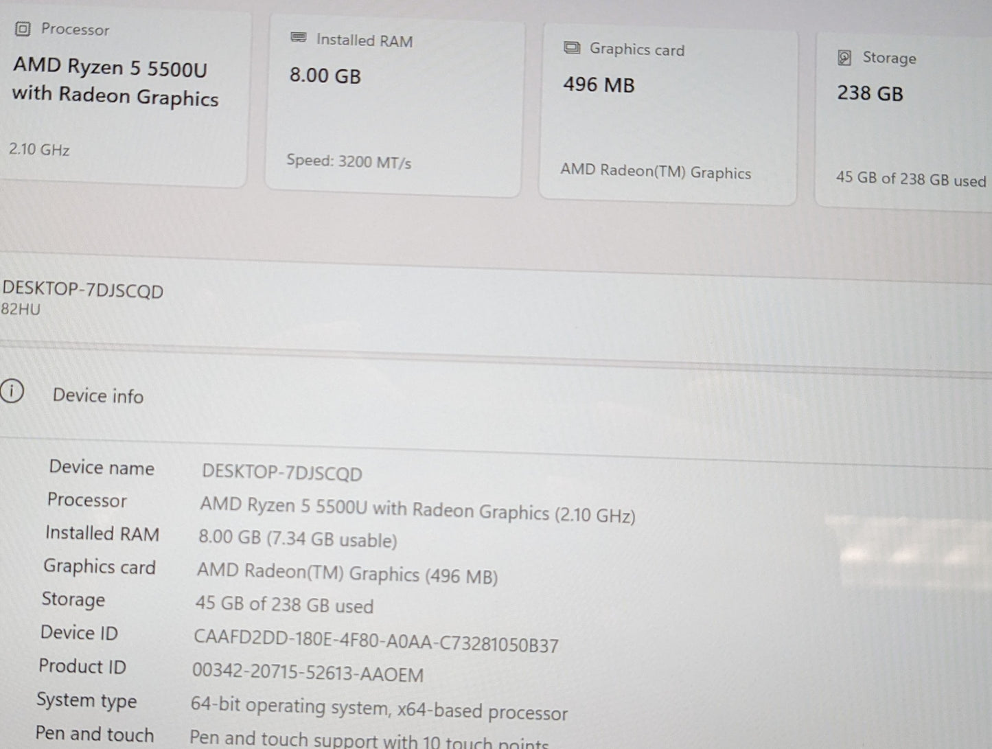 Lenovo Ideapad Flex 5 14ALC05 R5-5500U@2.1GHZ, 8GB, 256GB