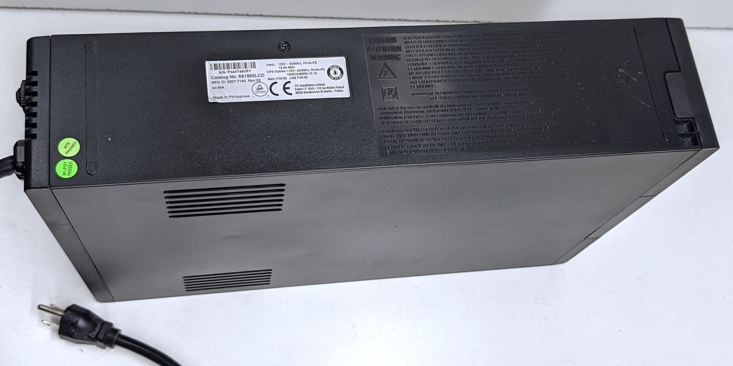 Eaton 5S UPS 1500VA 900 Watt 120V LCD Line-Interactive Battery Backup ECO USB