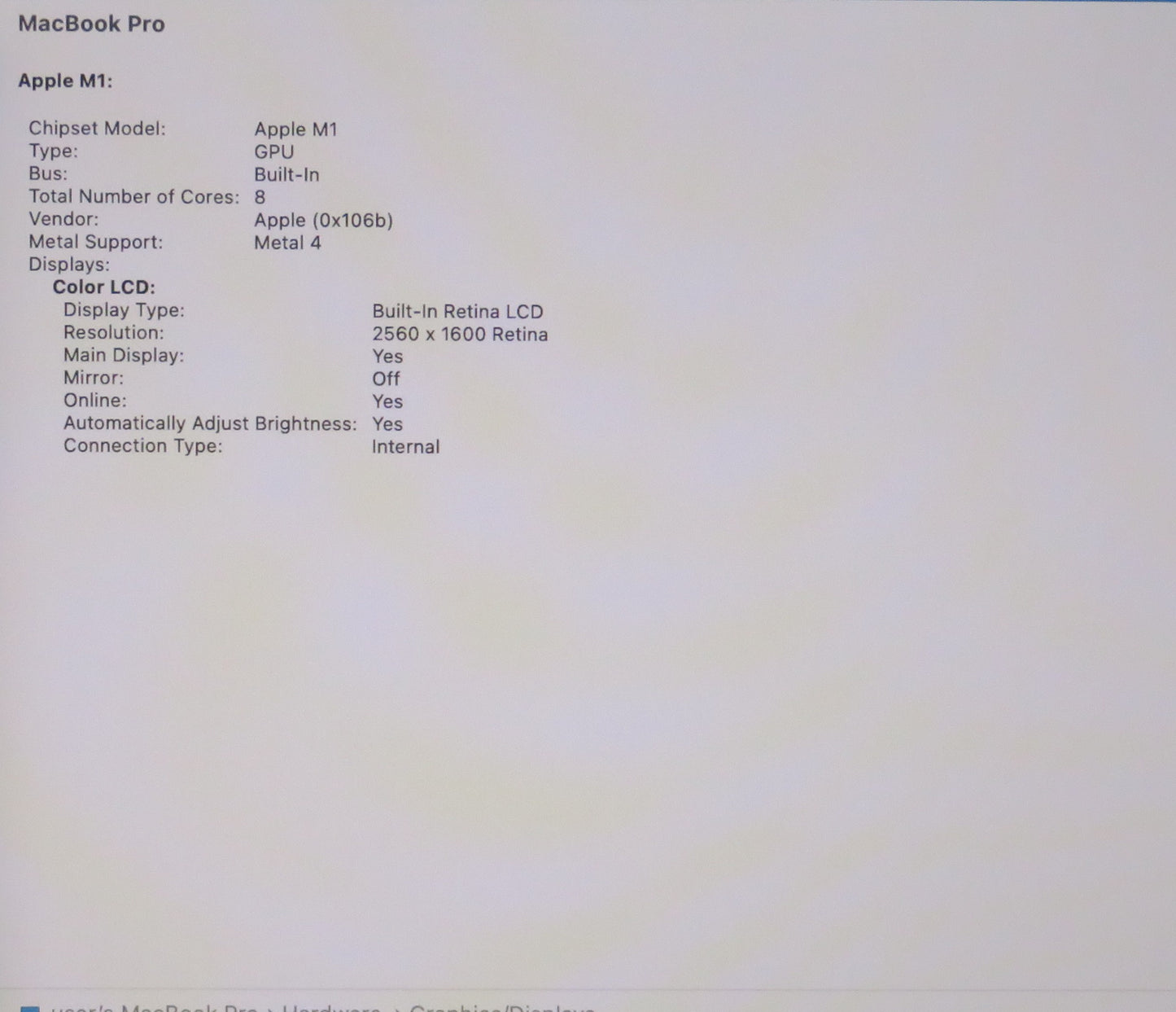 Apple Macbook Pro 2020 13in Retina M1 16GB RAM 512GB macOS A2338