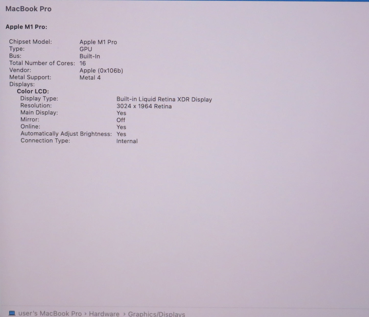 Apple Macbook Pro 2021 14in Retina XDR M1 Pro 16GB RAM 512GB SSD macOS A2442