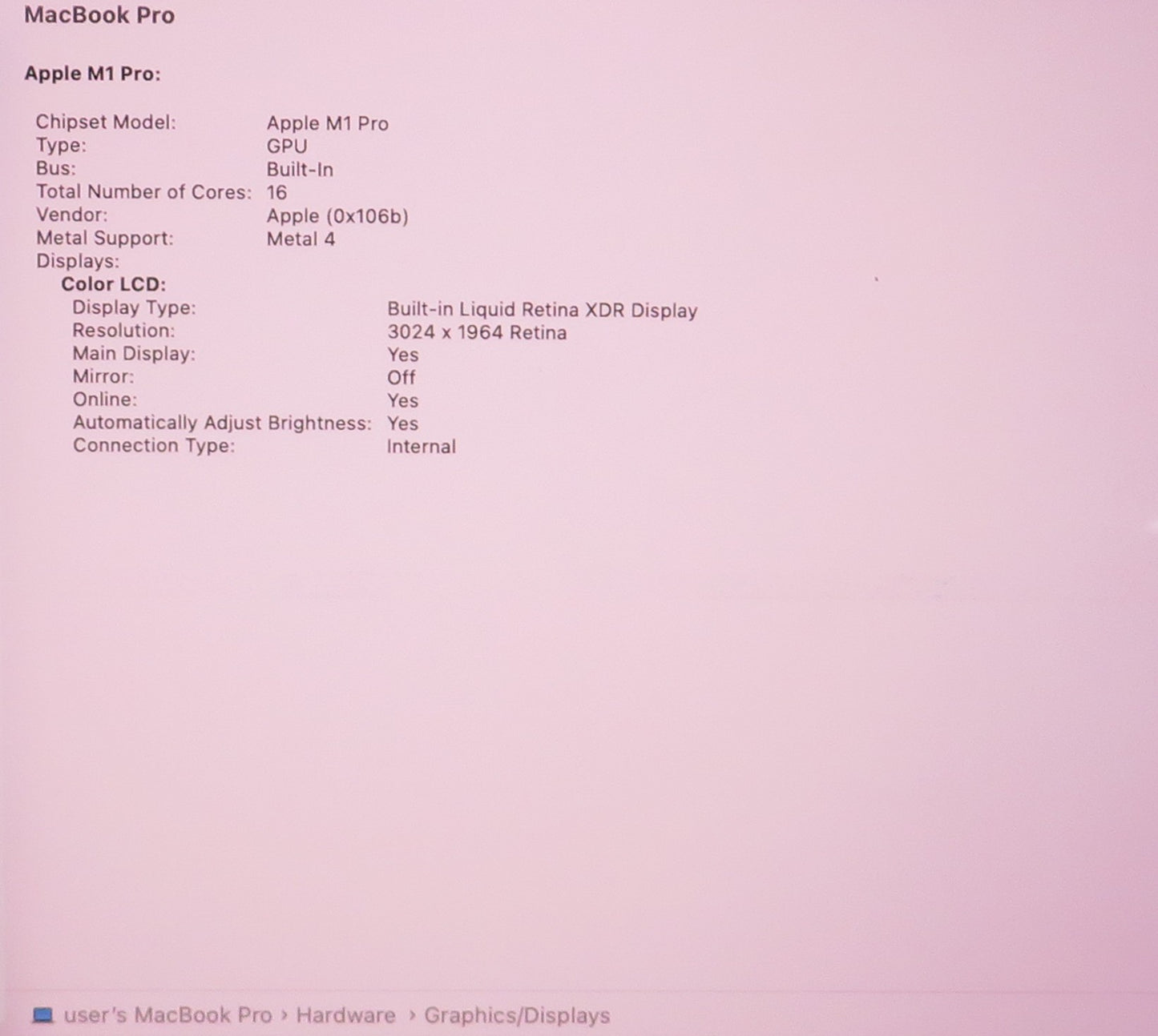 Apple Macbook Pro 2021 14in Retina XDR M1 Pro 16GB RAM 512GB SSD macOS A2442