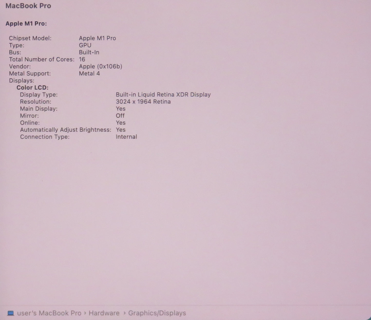 Apple Macbook Pro 2021 14in Retina XDR M1 Pro 16GB RAM 512GB SSD Tahoe A2442