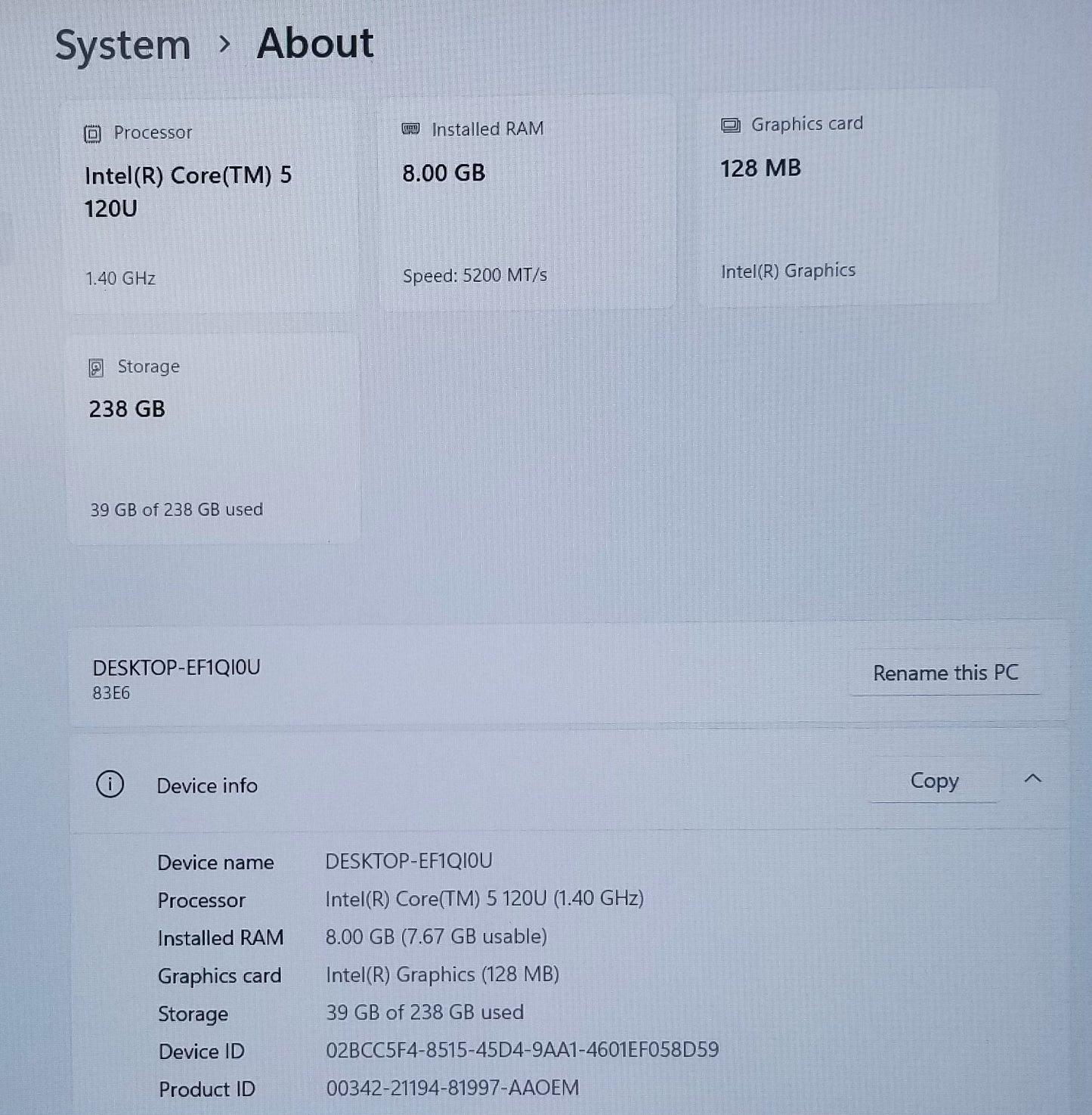 Lenovo IdeaPad Slim 15.6 In 15IRU9 i5-120U, 8GB Memory, 256GB