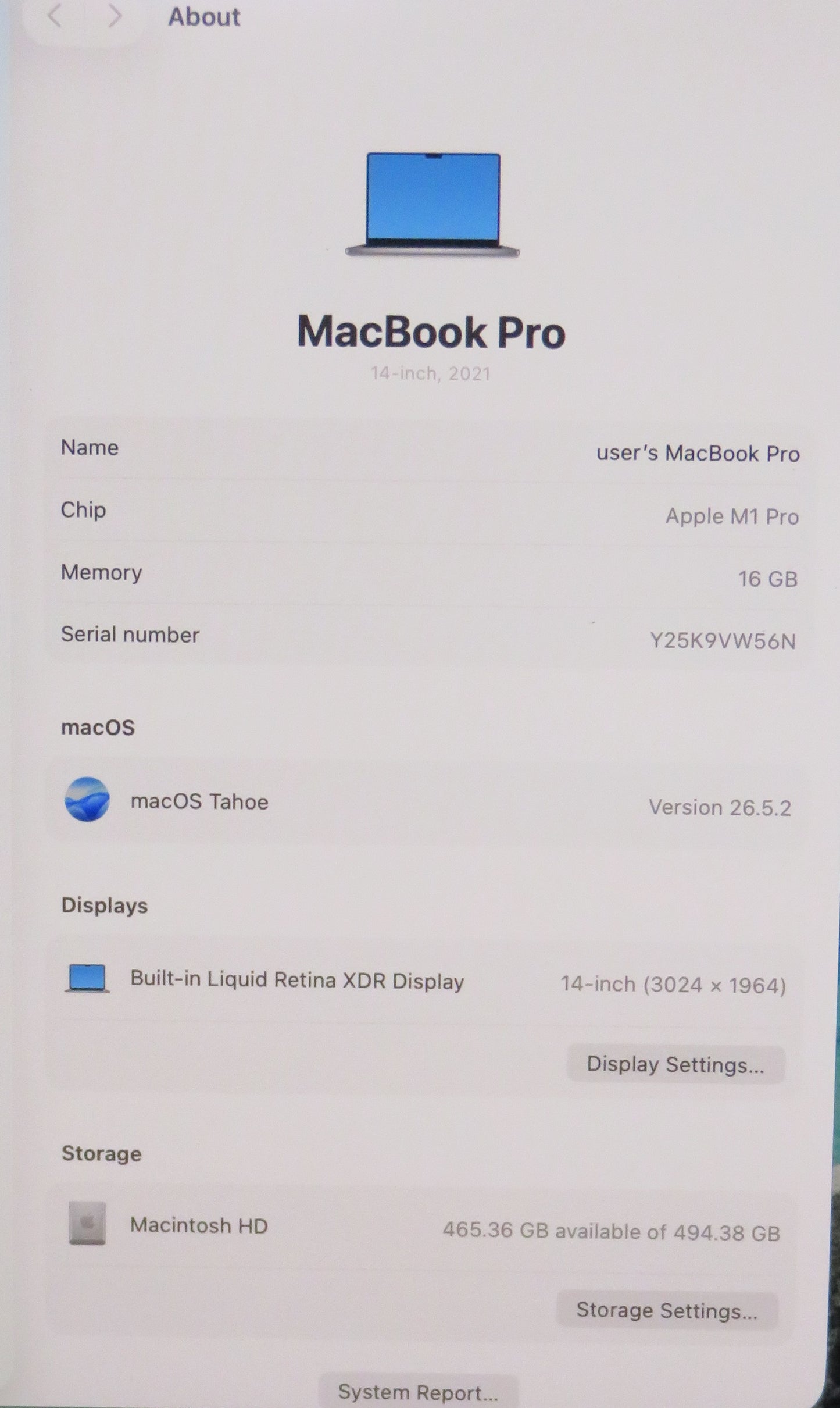 Apple Macbook Pro 2021 14in Retina XDR M1 Pro 16GB RAM 512GB SSD macOS A2442