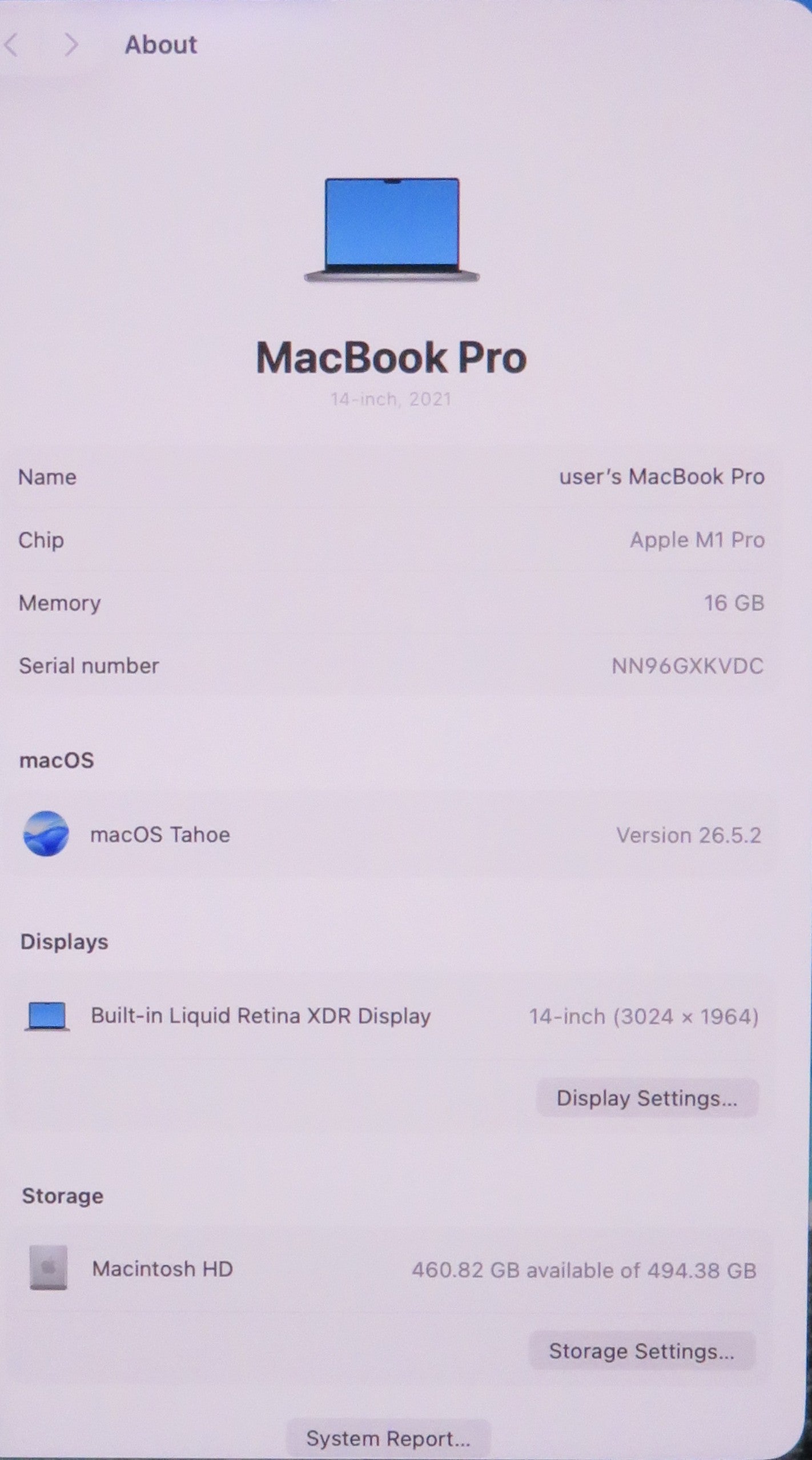 Apple Macbook Pro 2021 14in Retina XDR M1 Pro 16GB RAM 512GB SSD macOS A2442