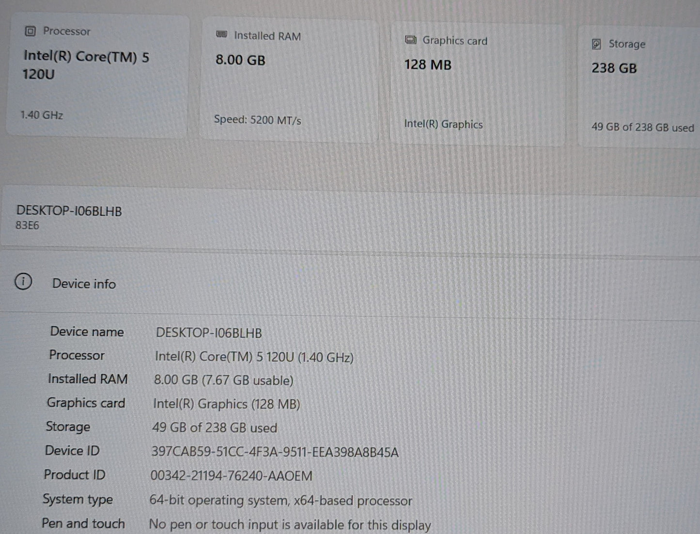 Lenovo Ideapad Slim 3 15IRU9 I5-120U@1.4GHZ, 8GB, 256GB