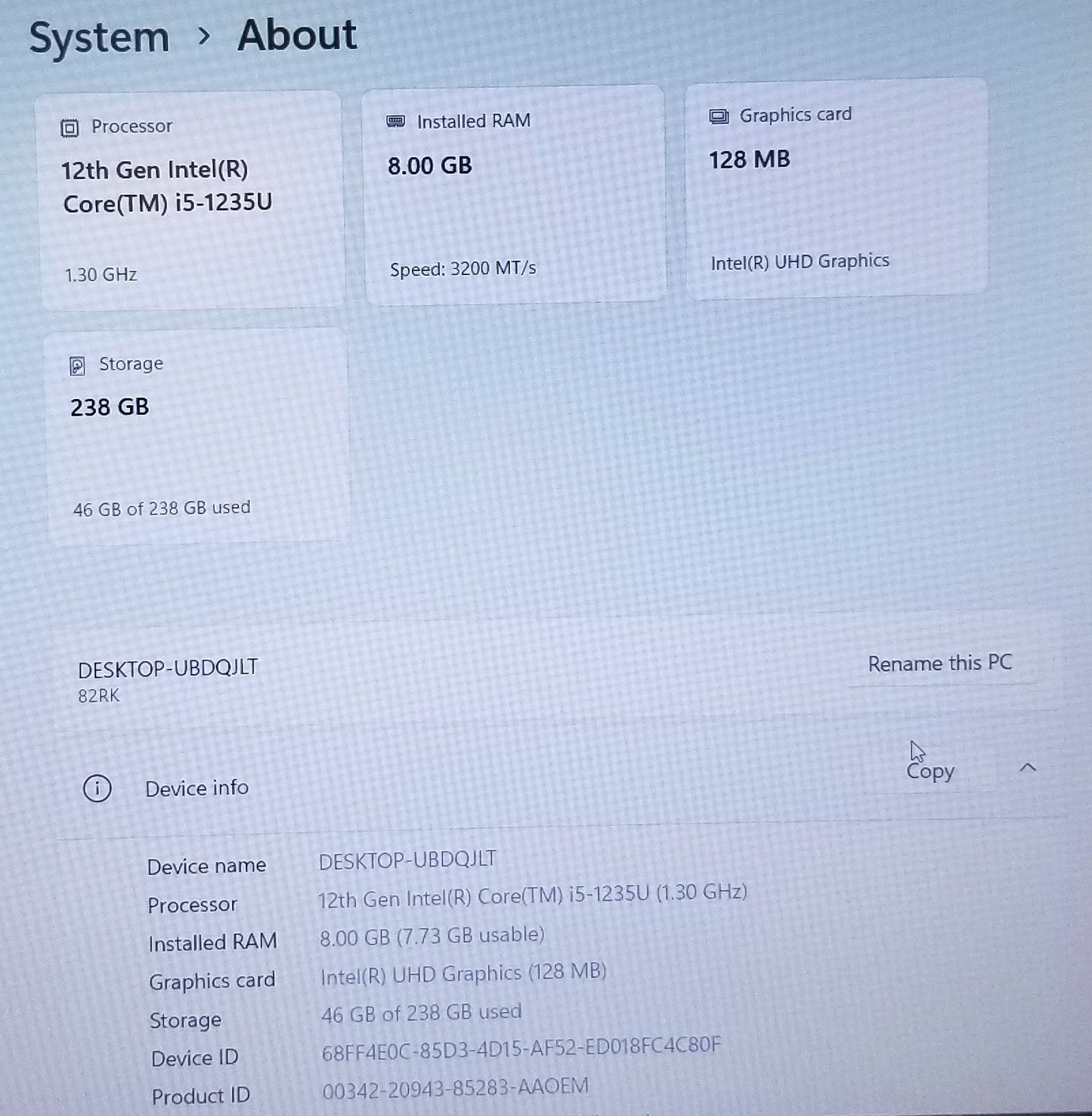 LENOVO IDEAPAD 3 15IAU7 i5-1235U,8GB,256GB SSD