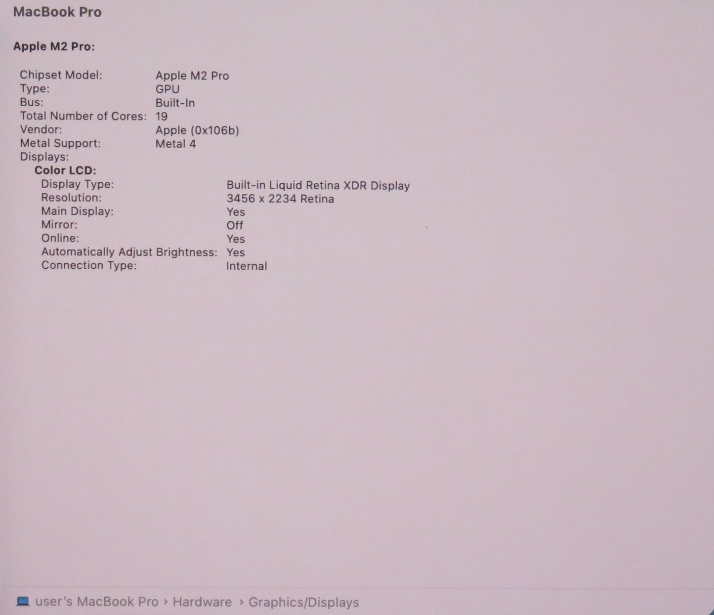 Apple Macbook Pro 2023 16in Retina M2 Pro 16GB RAM 512GB macOS A2780