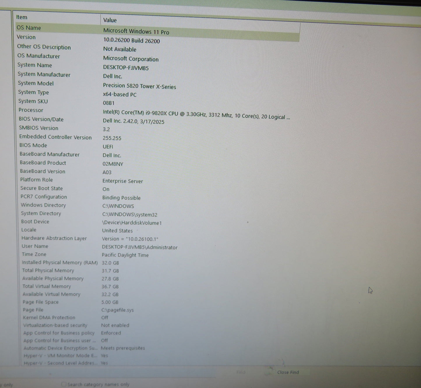 Dell Precision 5820 Tower i9 9820X 32GB RAM 1TB SSD Radeon WX 7100 Win11