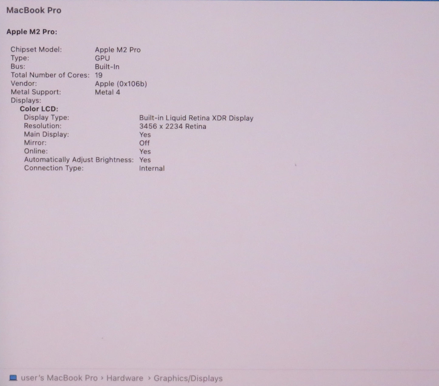 Apple Macbook Pro 2023 16in Retina M2 Pro 16GB RAM 512GB Tahoe A2780