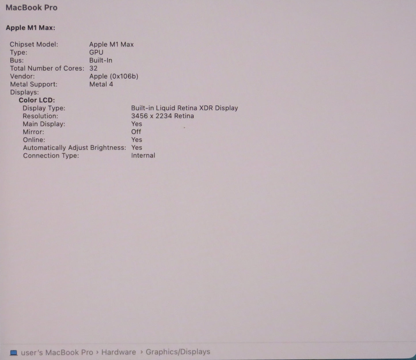 Apple Macbook Pro 2021 16in Retina XDR M1 Max 32GB RAM 1TB macOS A2485