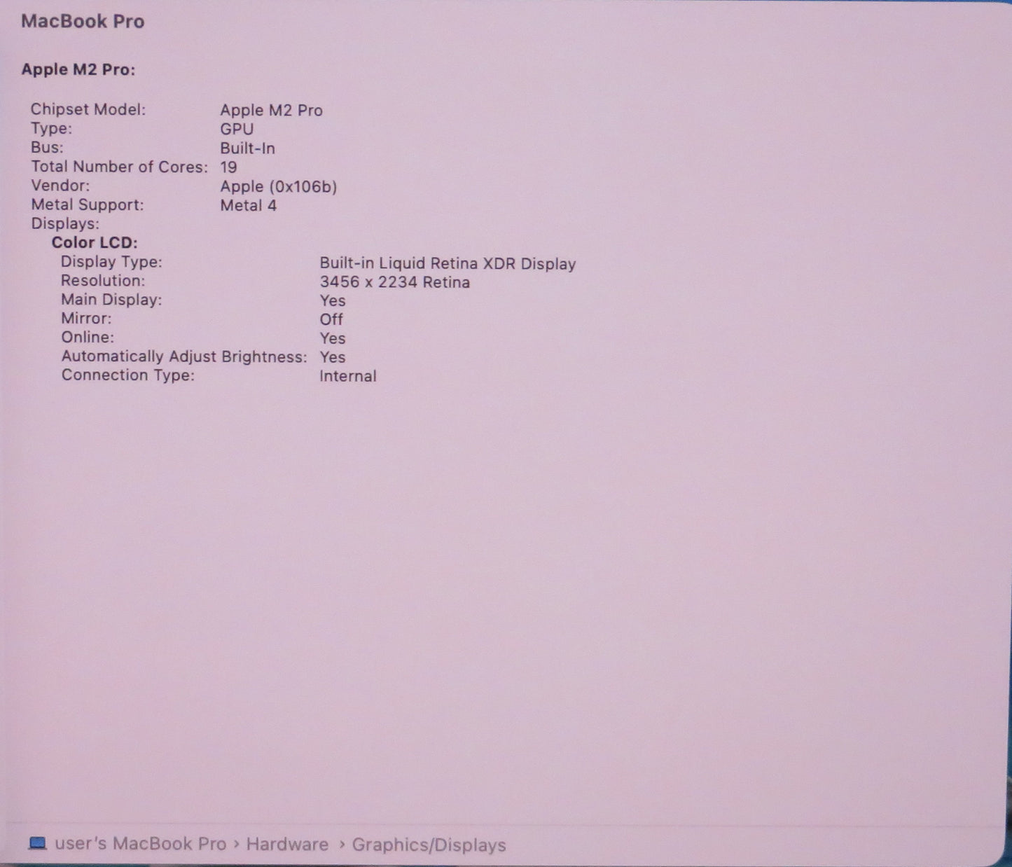 Apple Macbook Pro 2023 16in Retina M2 Pro 16GB RAM 512GB macOS A2780