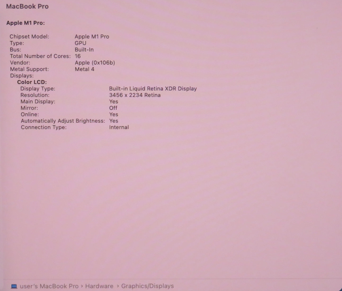 Apple Macbook Pro 2021 16in Retina XDR M1 Pro 16GB RAM 512GB macOS A2485