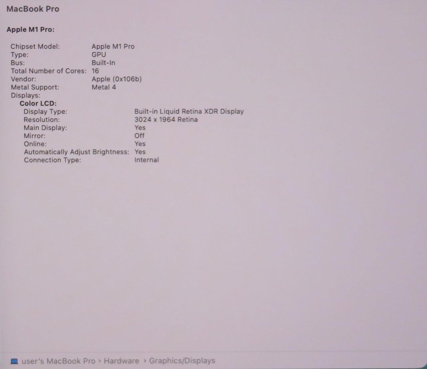 Apple Macbook Pro 2021 14in Retina XDR M1 Pro 16GB RAM 512GB SSD macOS A2442