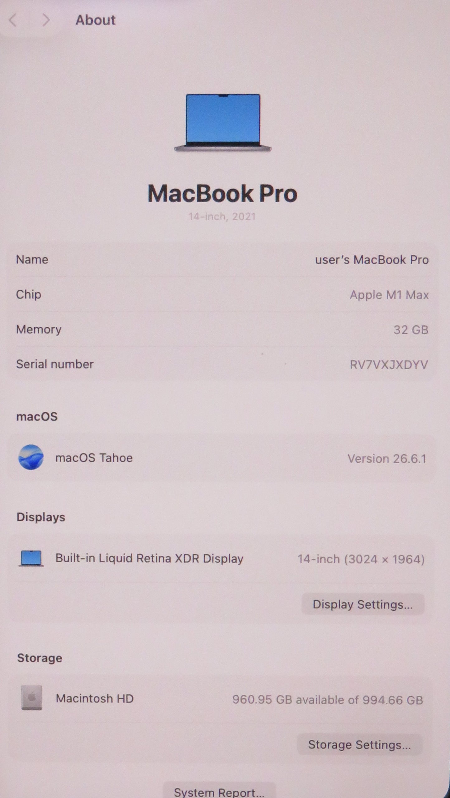 Apple Macbook Pro 2021 14in Retina XDR M1 Max 32GB RAM 1TB SSD macOS A2442