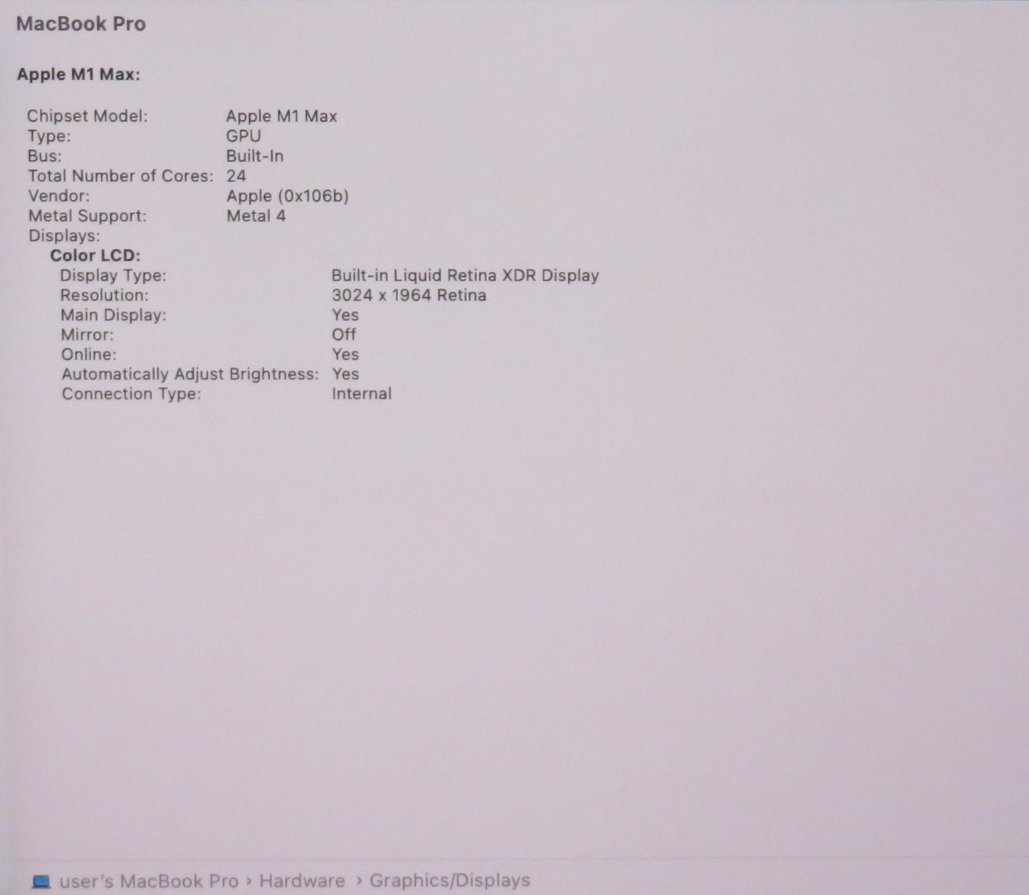Apple Macbook Pro 2021 14in Retina XDR M1 Max 32GB RAM 1TB SSD macOS A2442
