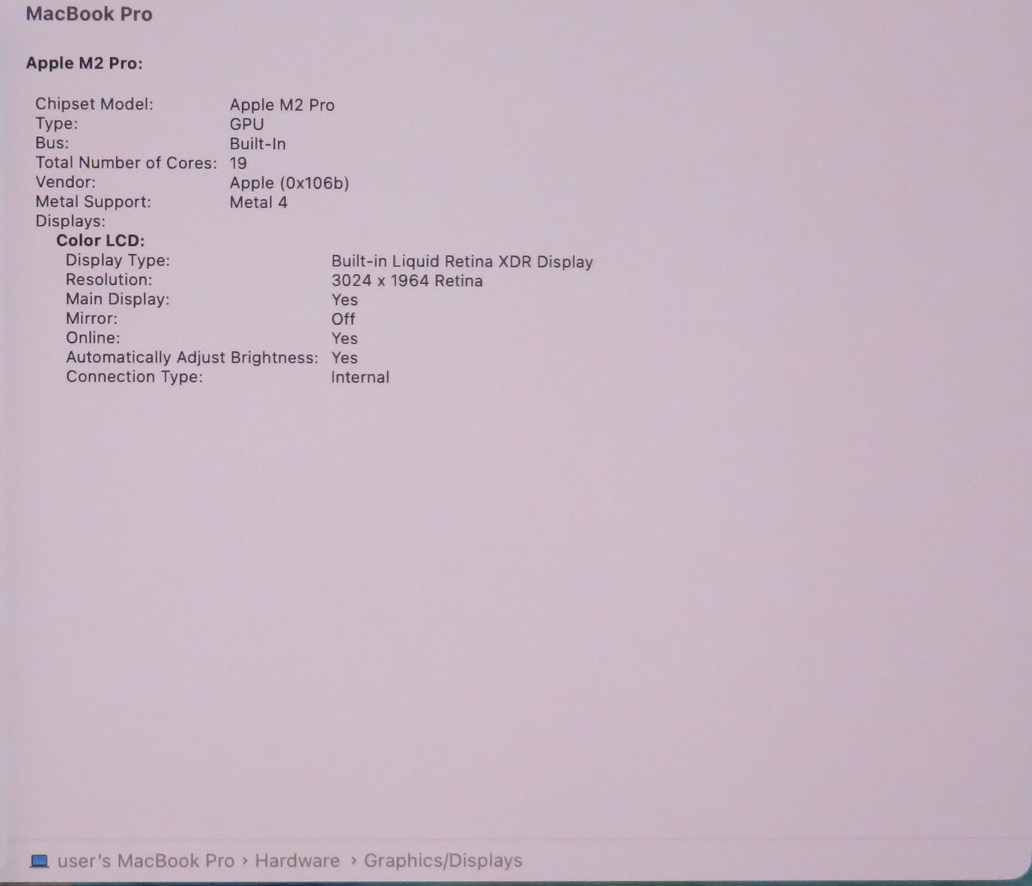 Apple Macbook Pro 2023 14in Retina XDR M2 Pro 16GB RAM 512GB Tahoe A2779