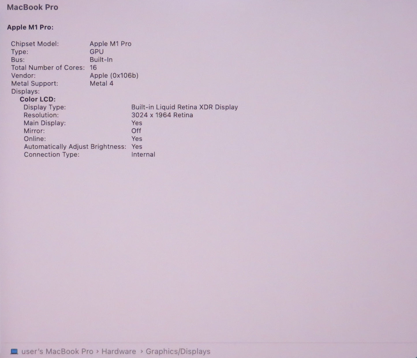 Apple Macbook Pro 2021 14in Retina XDR M1 Pro 16GB RAM 512GB SSD macOS A2442