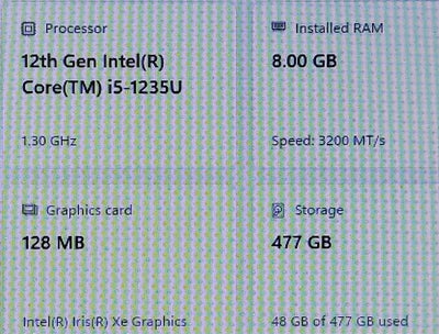 HP 15-DY50350D I5-1235U, 8GB, 512GB