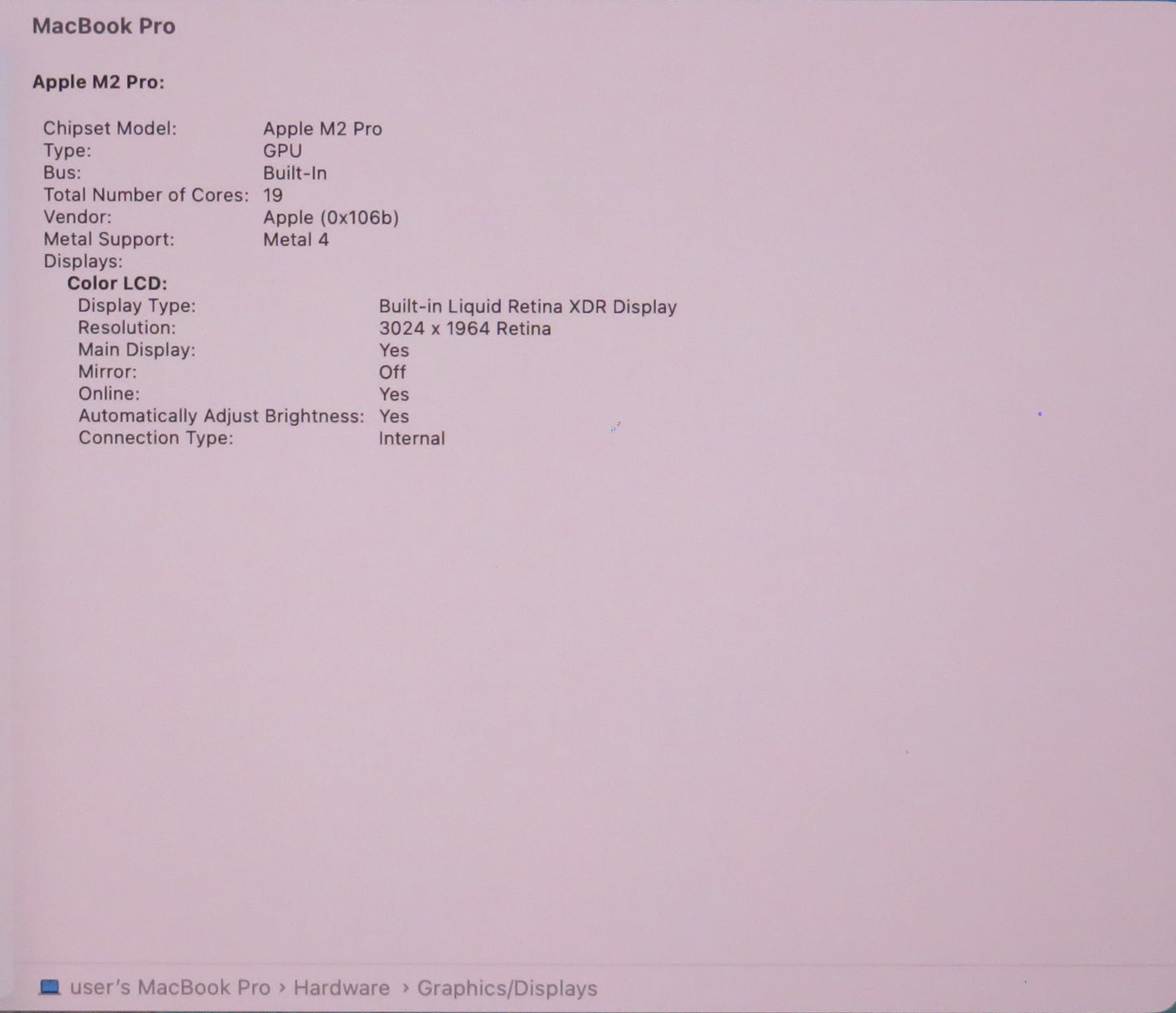 Apple Macbook Pro 2023 14in Retina M2 Pro 16GB RAM 512GB Tahoe A2779