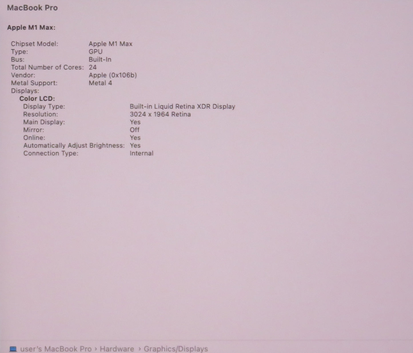 Apple Macbook Pro 2021 14in Retina XDR M1 Max 32GB RAM 1TB SSD Tahoe A2442