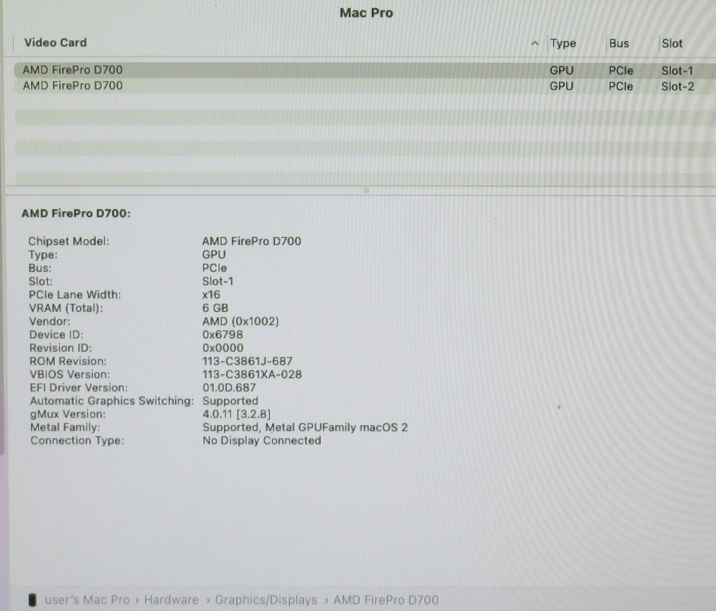 Apple Mac Pro 2013 Xeon E5-2697v2 2.7GHz 64GB RAM 1TB DUAL D700 macOS A1481