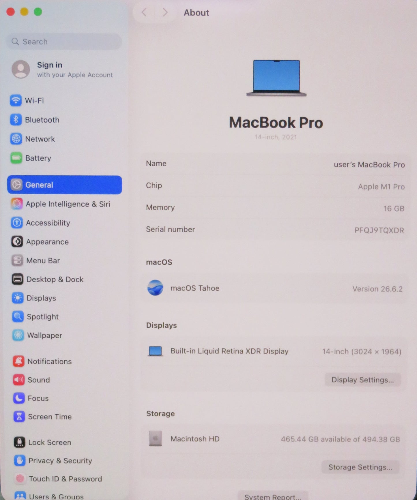 Apple Macbook Pro 2021 14in Retina XDR M1 Pro 16GB RAM 512GB SSD macOS A2442