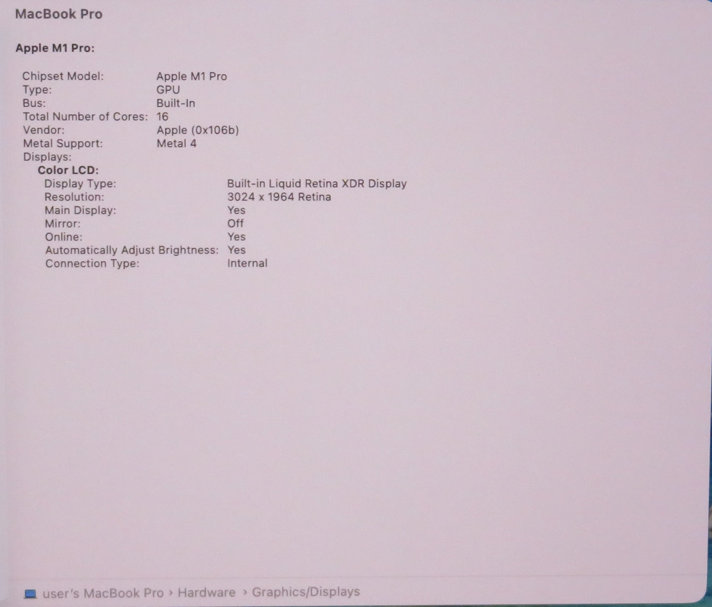 Apple Macbook Pro 2021 14in Retina XDR M1 Pro 16GB RAM 512GB SSD macOS A2442