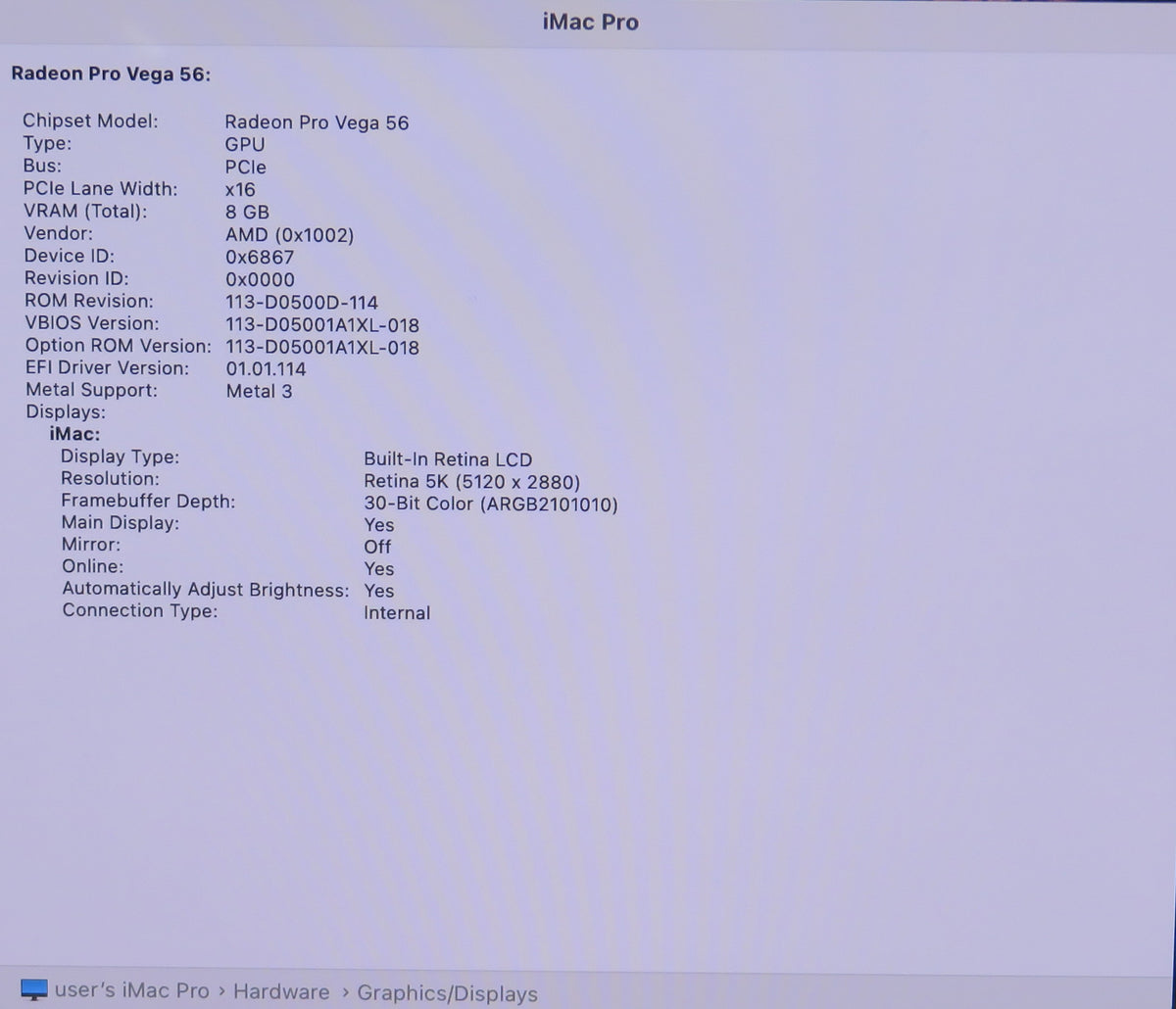 Apple iMac Pro 27in 2017 A1862 W-2140B 3.2GHz VEGA 56 1TB SSD 32GB RAM macOS