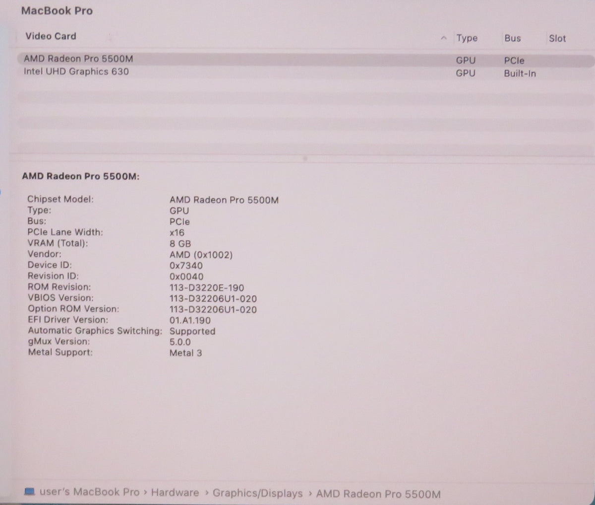 Apple MacBook Pro 2019 16in A2141 i9 9880H 2.3GHz 32GB RAM 1TB macOS 5500M