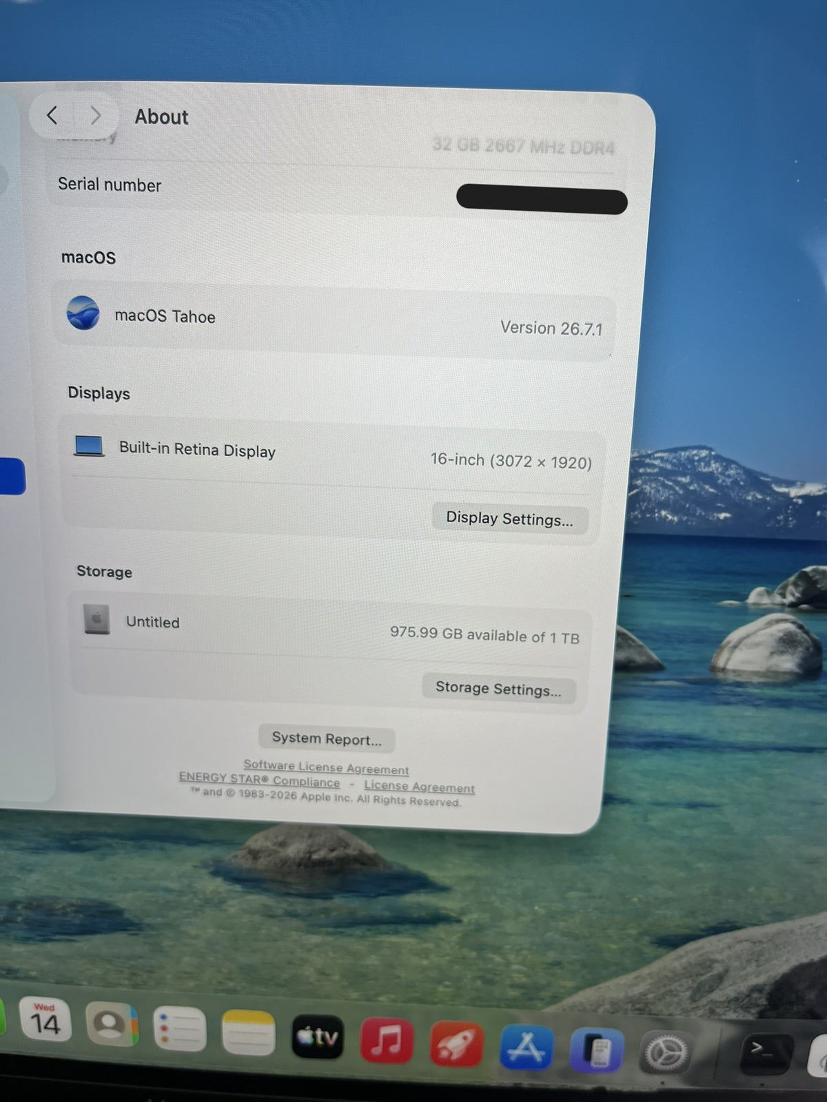 Apple MacBook Pro 2019 16in A2141 i9 9980HK 2.4GHz 32GB RAM 1TB macos