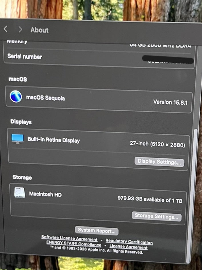 Apple iMac Pro 27in Xeon W-2150B 3.0GHz 64GB RAM 1TB macOS Radeon Pro Vega 64
