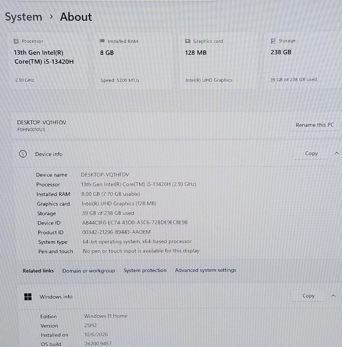 Lenovo Ideacentre 24IRH9 23.8 In i5-13420H, 8GB, 256GB