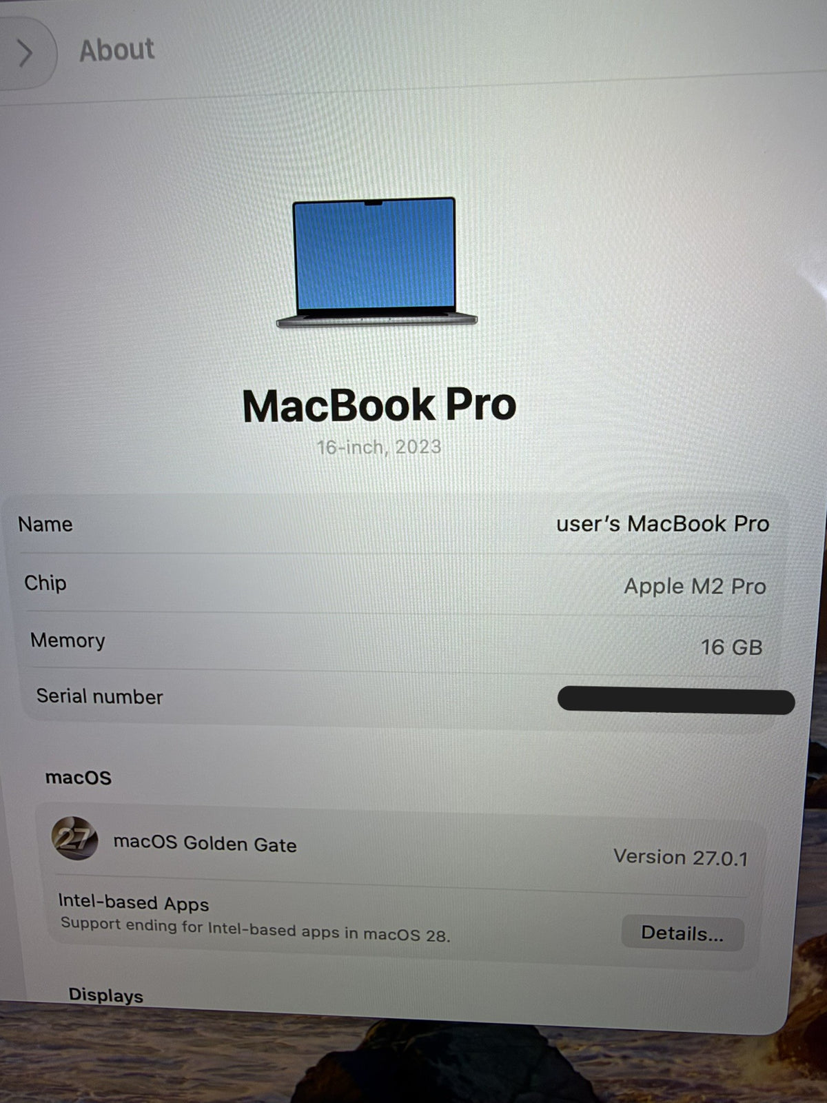 Apple Macbook Pro 2023 16in Retina M2 Pro 16GB RAM 512GB A2780