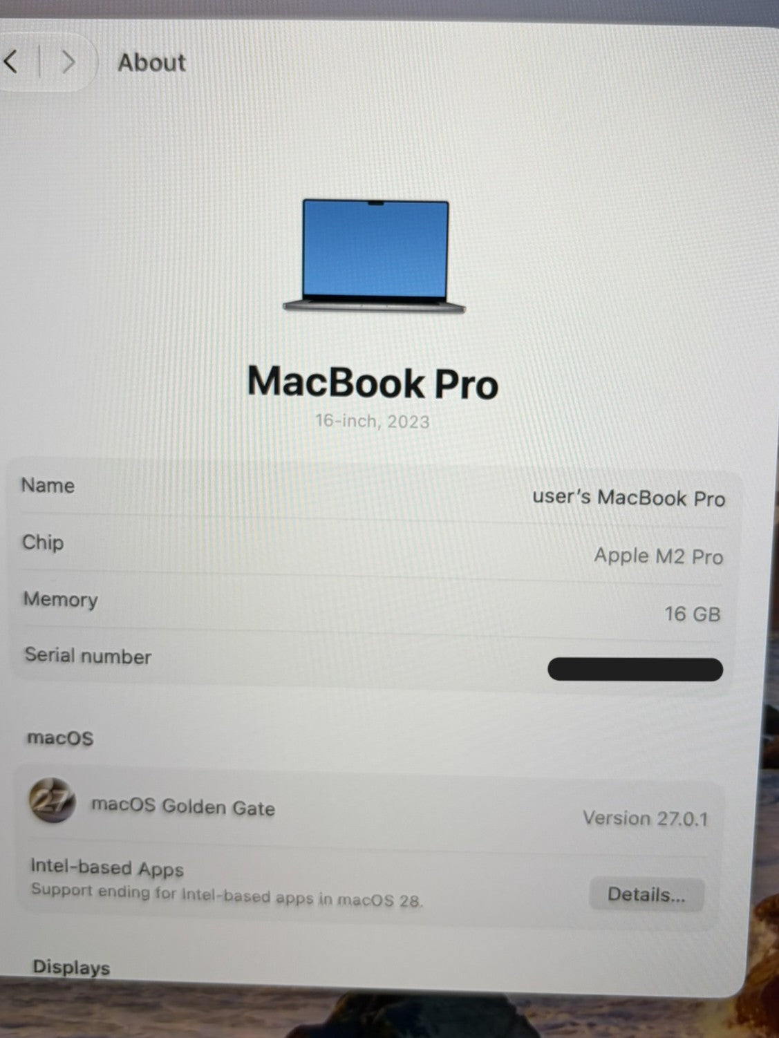 Apple Macbook Pro 2023 16in Retina M2 Pro 16GB RAM 512GB A2780