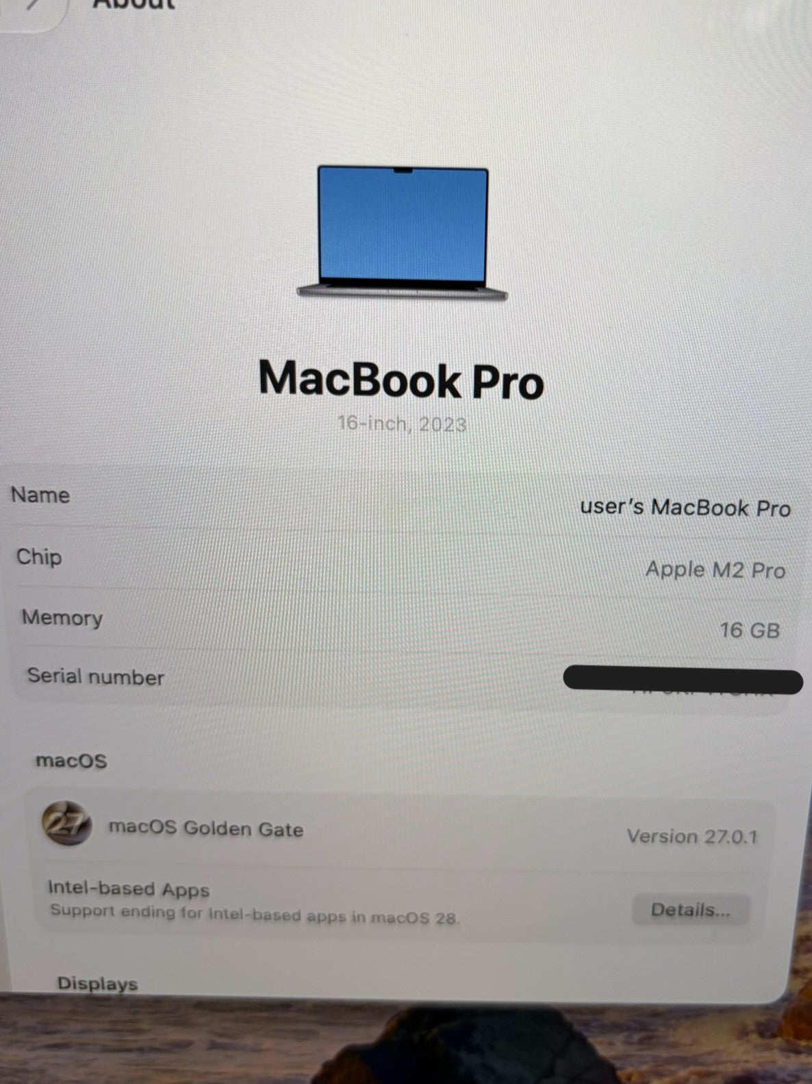 Apple Macbook Pro 2023 16in Retina M2 Pro 16GB RAM 512GB A2780
