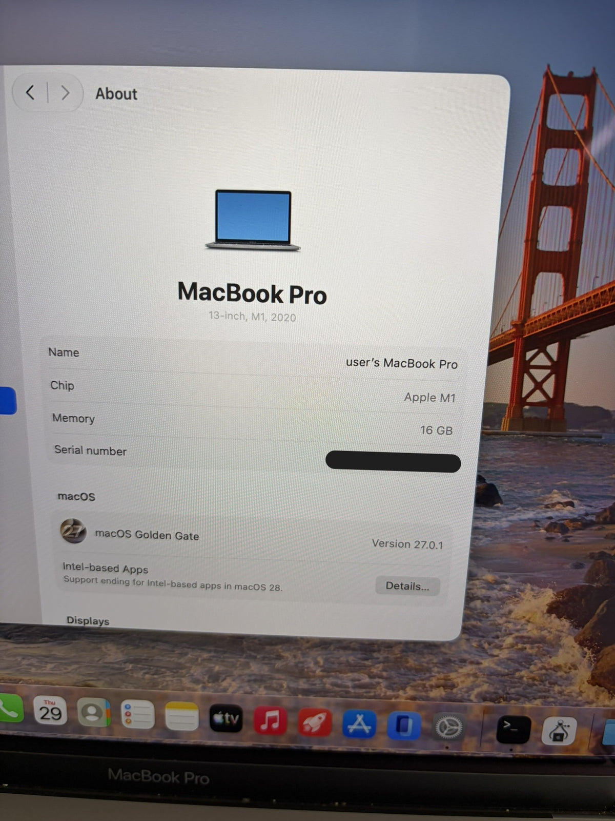 Apple Macbook Pro 2020 13in Retina M1 16GB RAM 512GB macOS A2338