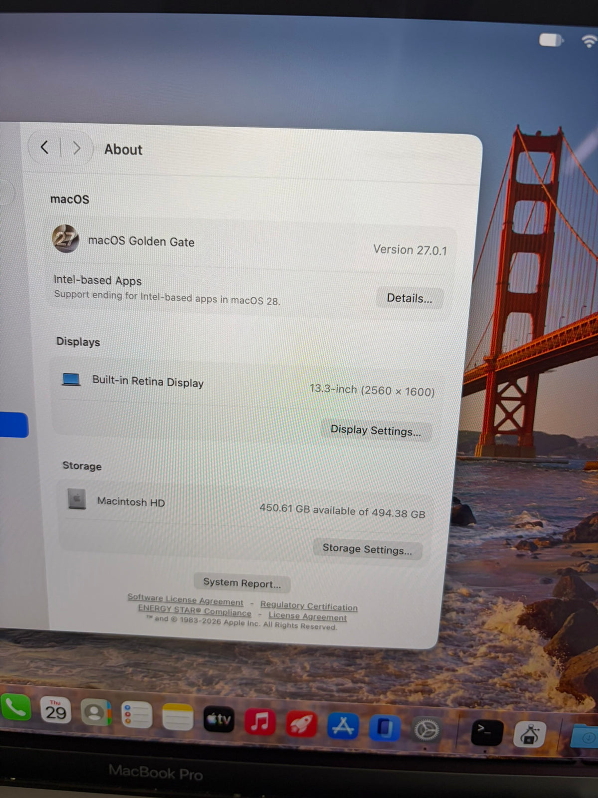 Apple Macbook Pro 2020 13in Retina M1 16GB RAM 512GB macOS A2338