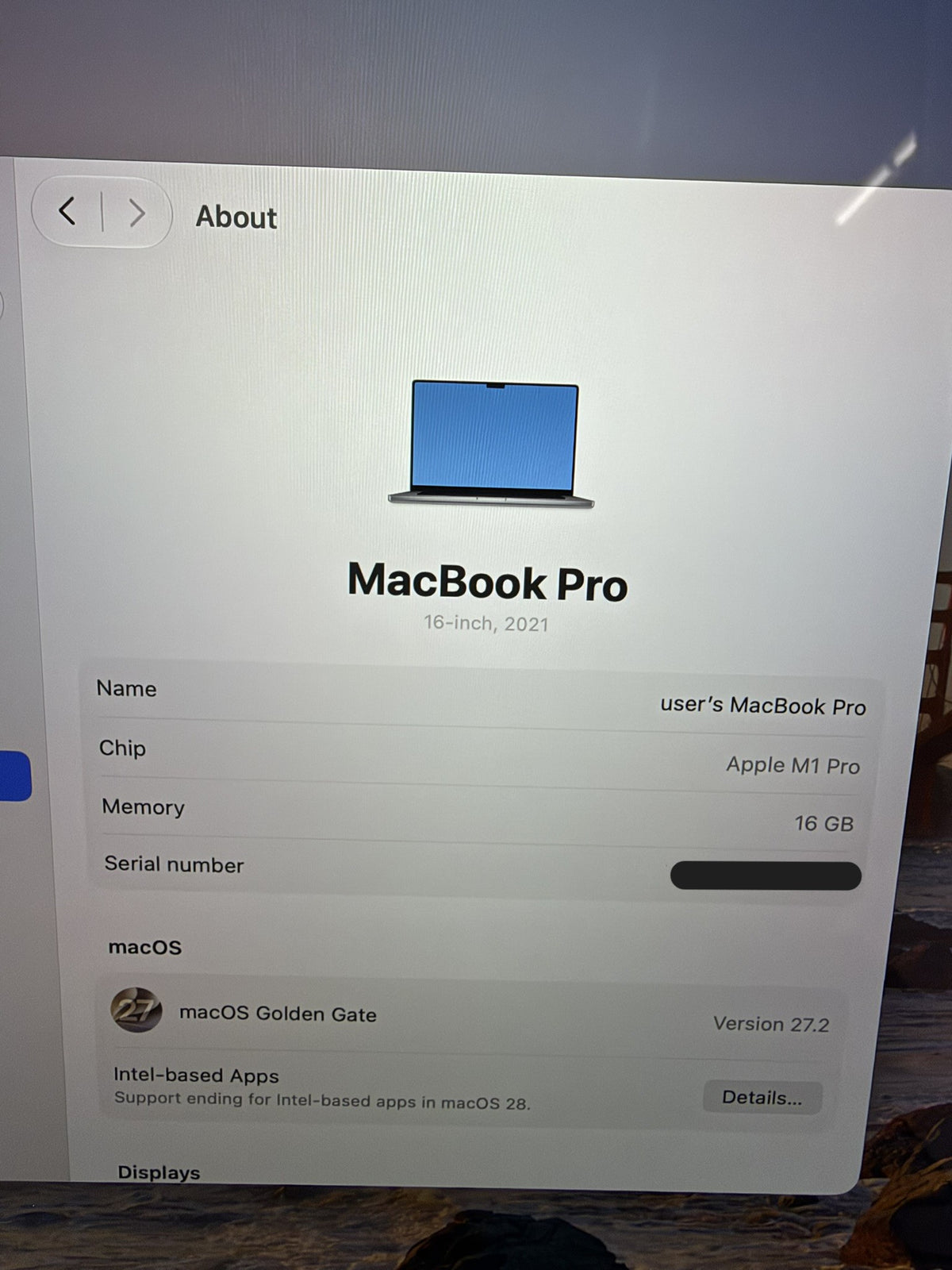 Apple Macbook Pro 2021 16in Retina XDR M1 Pro 16GB RAM 512GB macOS A2485