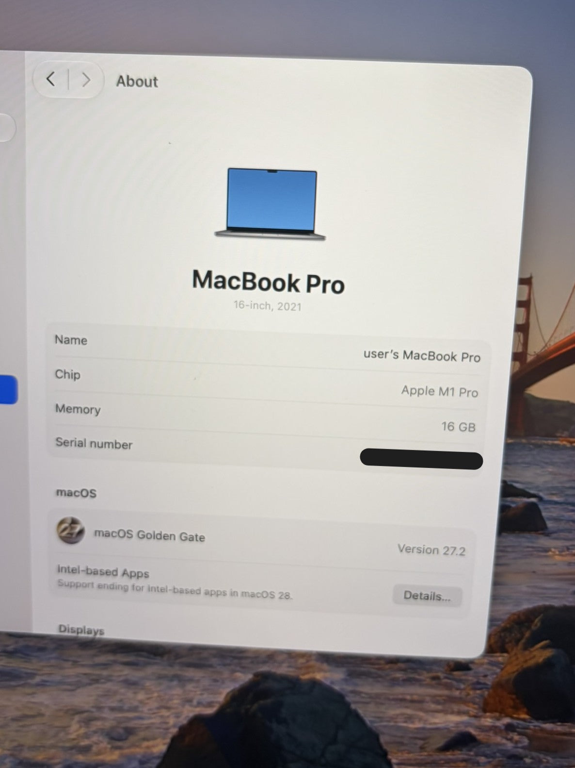 Apple Macbook Pro 2021 16in Retina XDR M1 Pro 16GB RAM 512GB macOS A2485