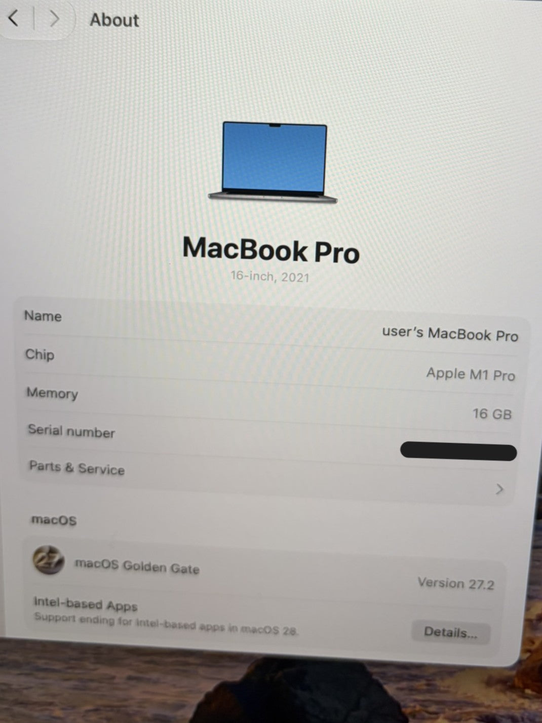 Apple Macbook Pro 2021 16in Retina XDR M1 Pro 16GB RAM 512GB macOS A2485