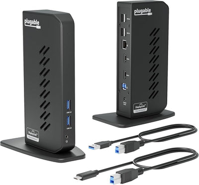 Plugable Dual 1080p HDMI Universal Docking Station for USB-C & USB 3.0 Laptop - 10 Ports
