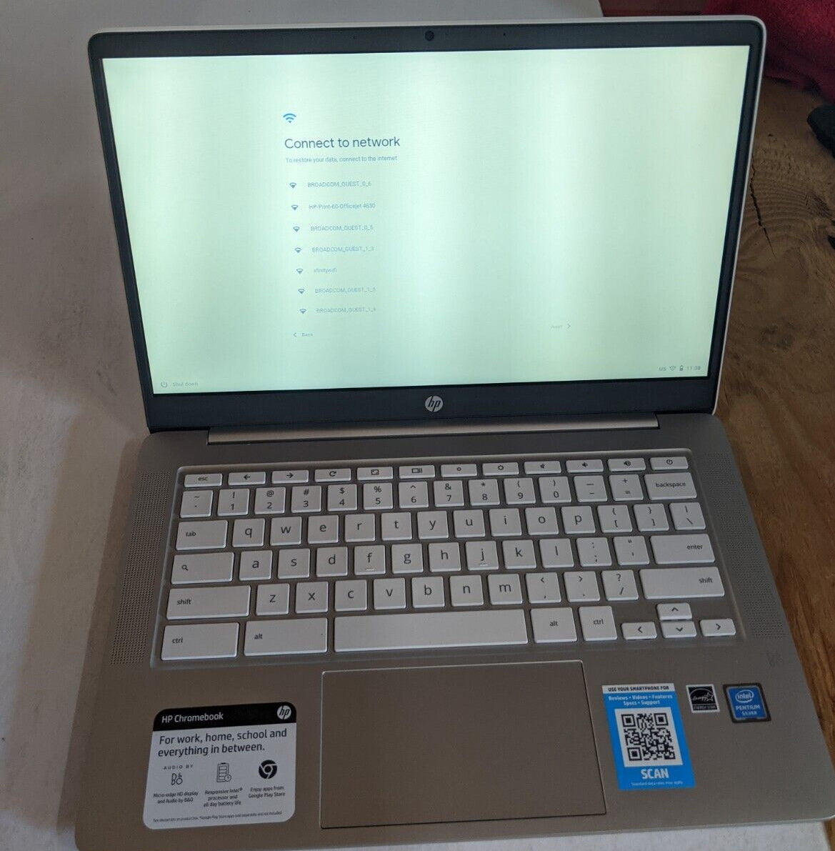 HP Chromebook - 14a-na0022od, Intel Pentium Silver, 4GB 64GB eMMC ChromeOS White