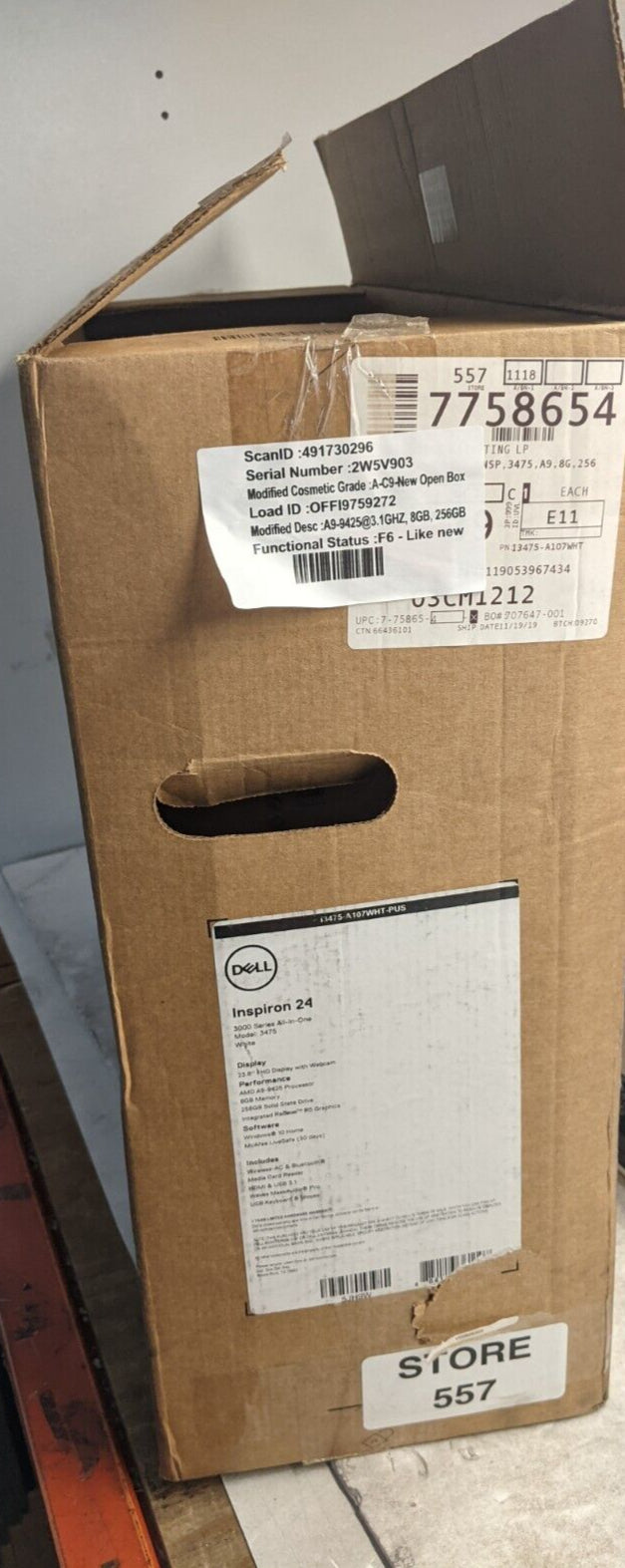 Dell Inspiron 24 AIO Model 3475 A9-9425, 8GB, 256GB
