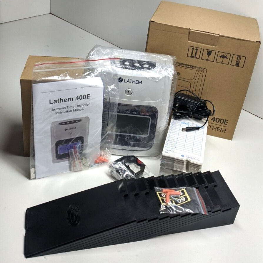 Lathem 400E Top Feed Electronic Time Clock Kit - Card Punch/Stamp