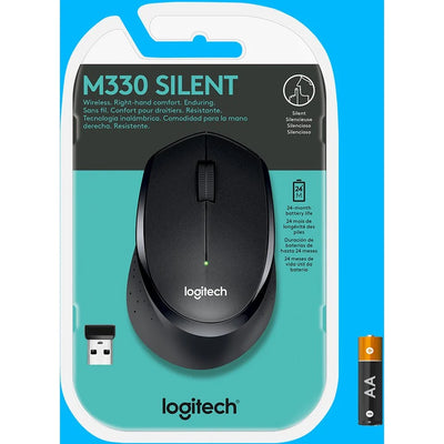 Logitech M330 Silent Plus 1000 DPI Wireless Mouse - Black (910-004905)