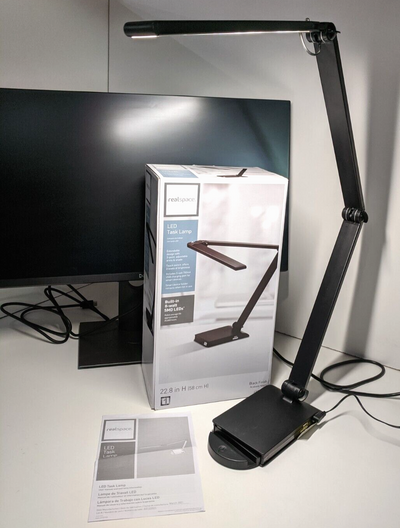 Realspace™ Extendable LED Task Lamp, Adjustable, 25"H, Black