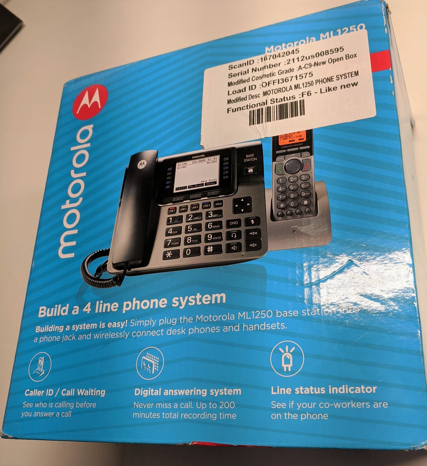 Motorola ML1250 Phone Base W/Digital Answering System