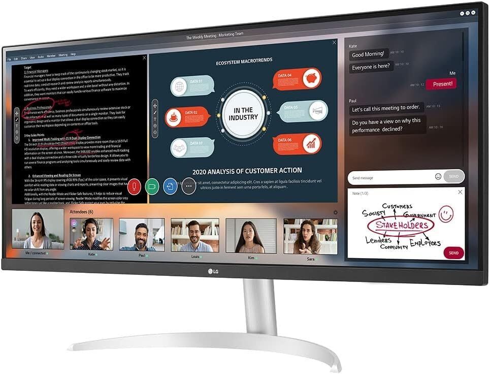 LG 34WP50S-W 34" UltraWide 1080p FHD HDR IPS Monitor with AMD FreeSync
